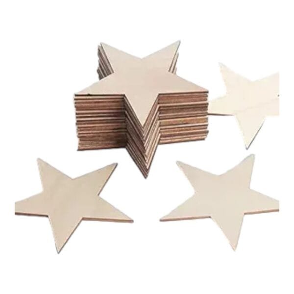 Craft Star Shape MDF Plain Wood 4mmThickness (Set of 5)