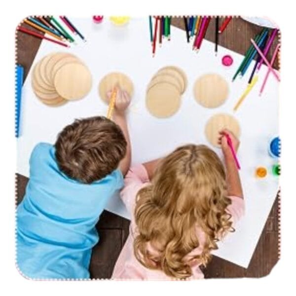 Craft Round Circle Shape MDF Plain Wood 4mmThickness (Set of 5). - Image 4