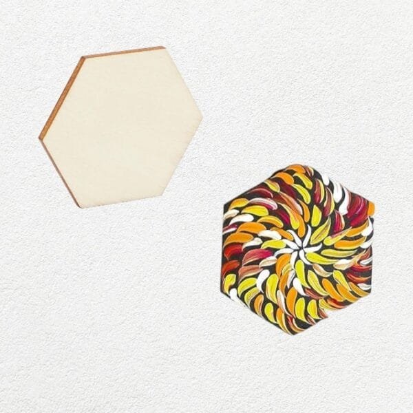 Craft Hexagon Shape MDF Plain Wood 4mmThickness (Set of 5) - Image 3