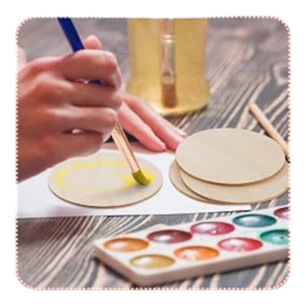 Craft Round Circle Shape MDF Plain Wood 4mmThickness (Set of 5). - Image 3