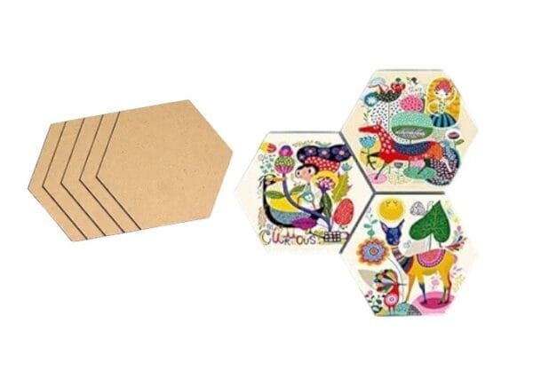 Craft Hexagon Shape MDF Plain Wood 4mmThickness (Set of 5) - Image 4