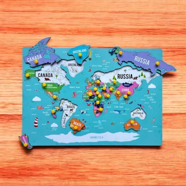 World Map Countries Peg Puzzle - Image 4