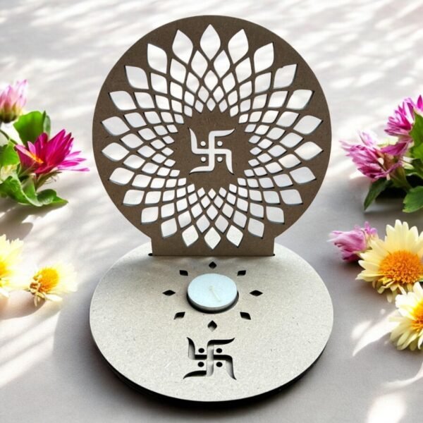 Candle Holder with Swastik Design 5