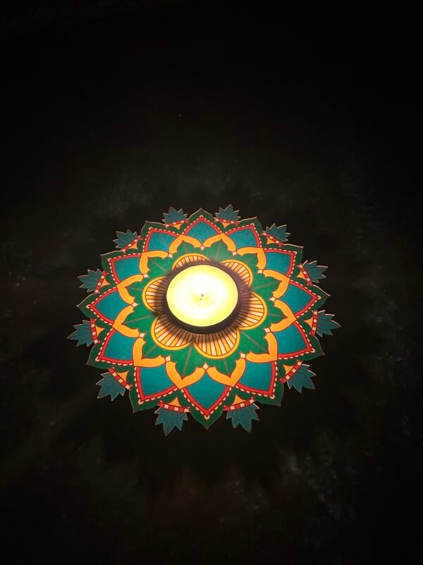 Vibrant Mandala Tea Light Candle Holder Design-1 - Image 2