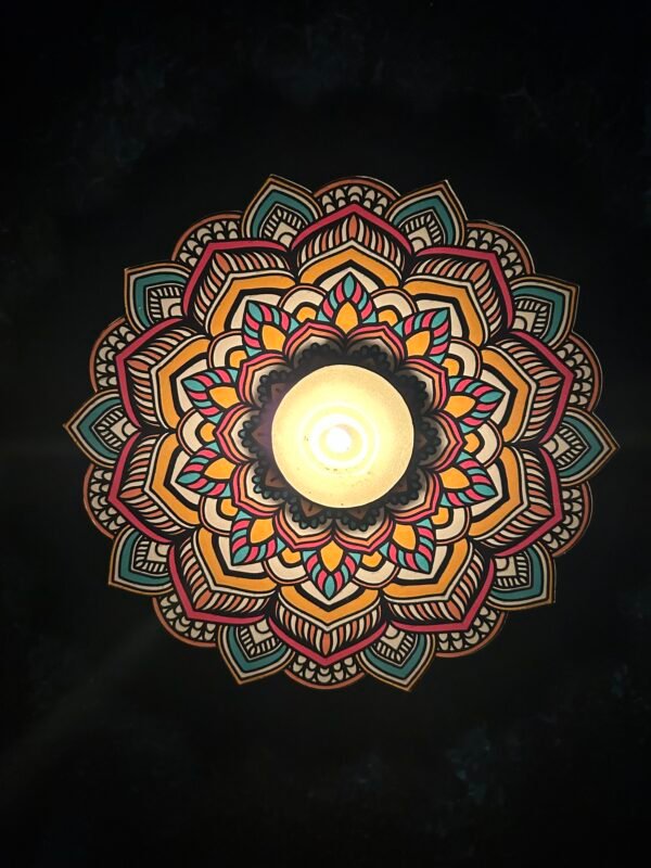 Vibrant Mandala Tea Light Candle Holder Design-2 - Image 3