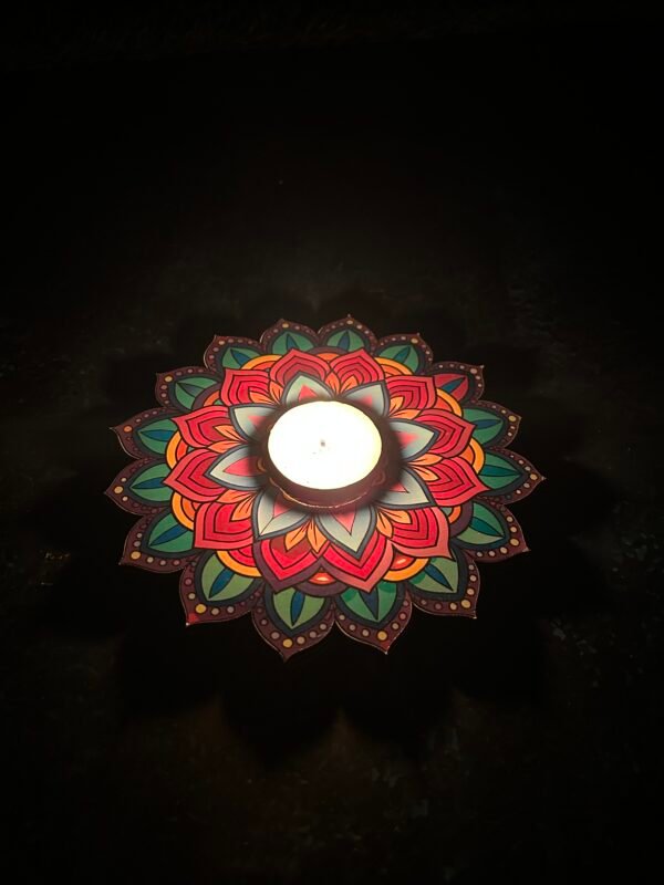 Vibrant Mandala Tea Light Candle Holder Design-4 - Image 3
