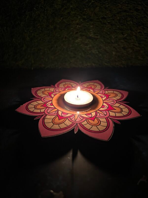 Vibrant Mandala Tea Light Candle Holder Design-3 - Image 4