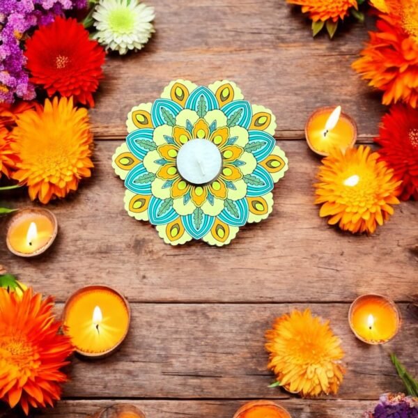 Vibrant Mandala Tea Light Candle Holder Design-6