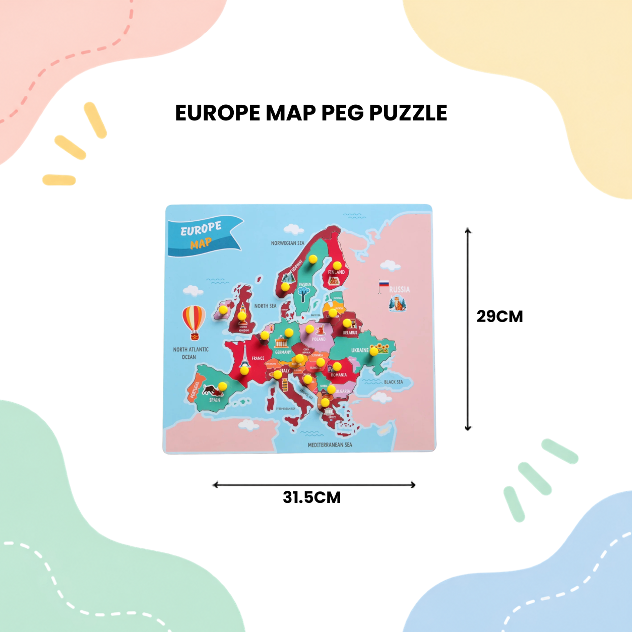 Europe Map Peg Puzzle - Image 3