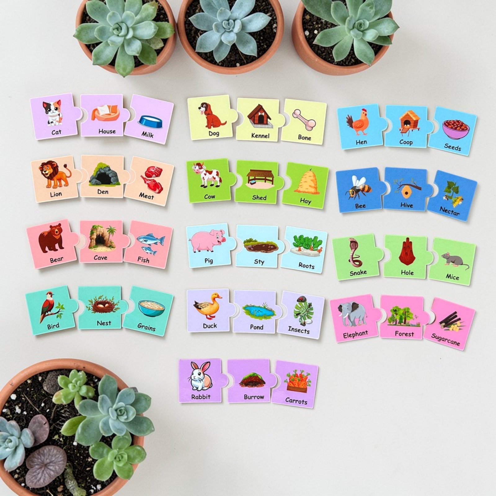 Animal Home & Food Puzzle – 3 Piece Matching Puzzle - Image 2